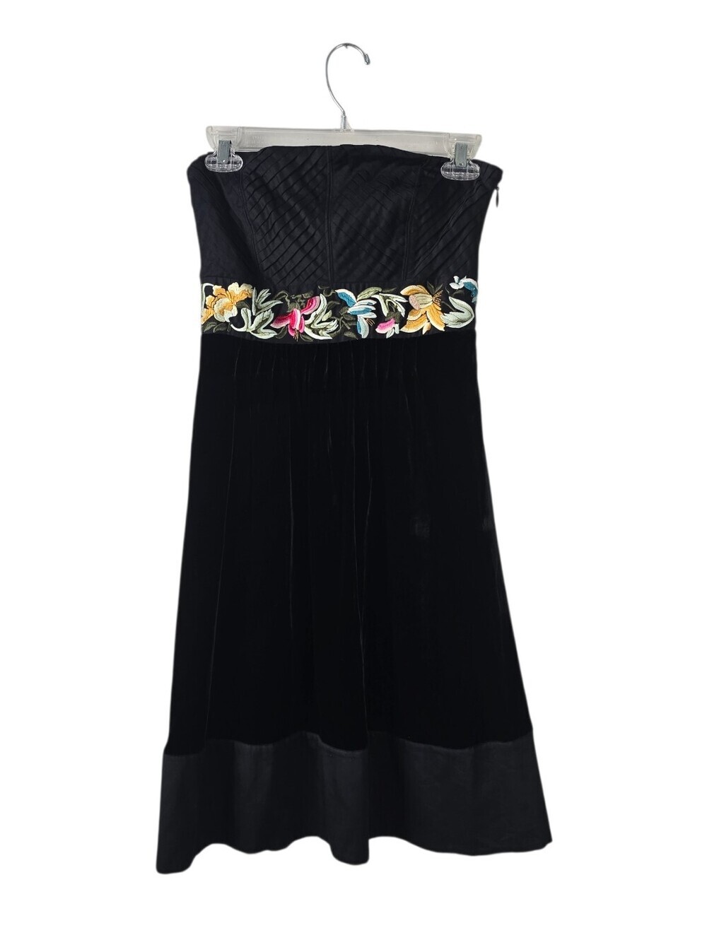Floreat for Anthropologie Enchanted Evening Strapless Velvet Dress 2 Floral